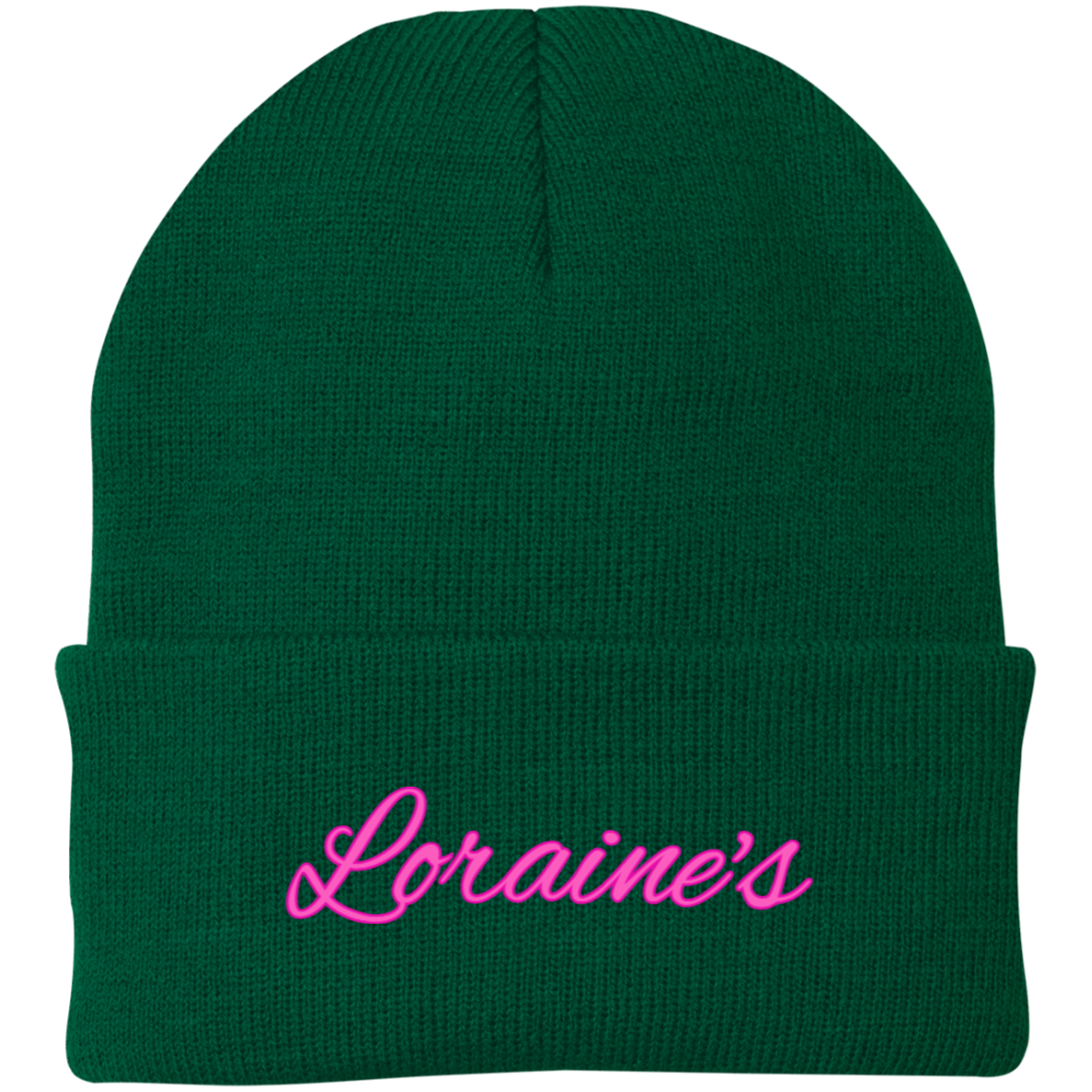 Loraine's Bright Pink Embroidered Knit Cap