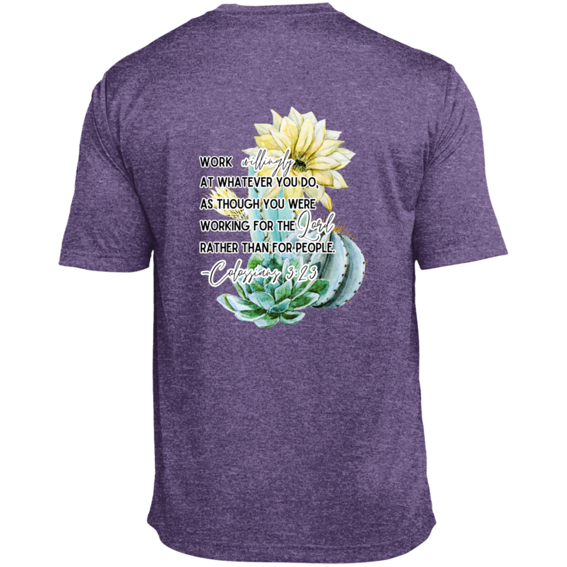 Colossians 3:23 yellow Heather Performance Tee