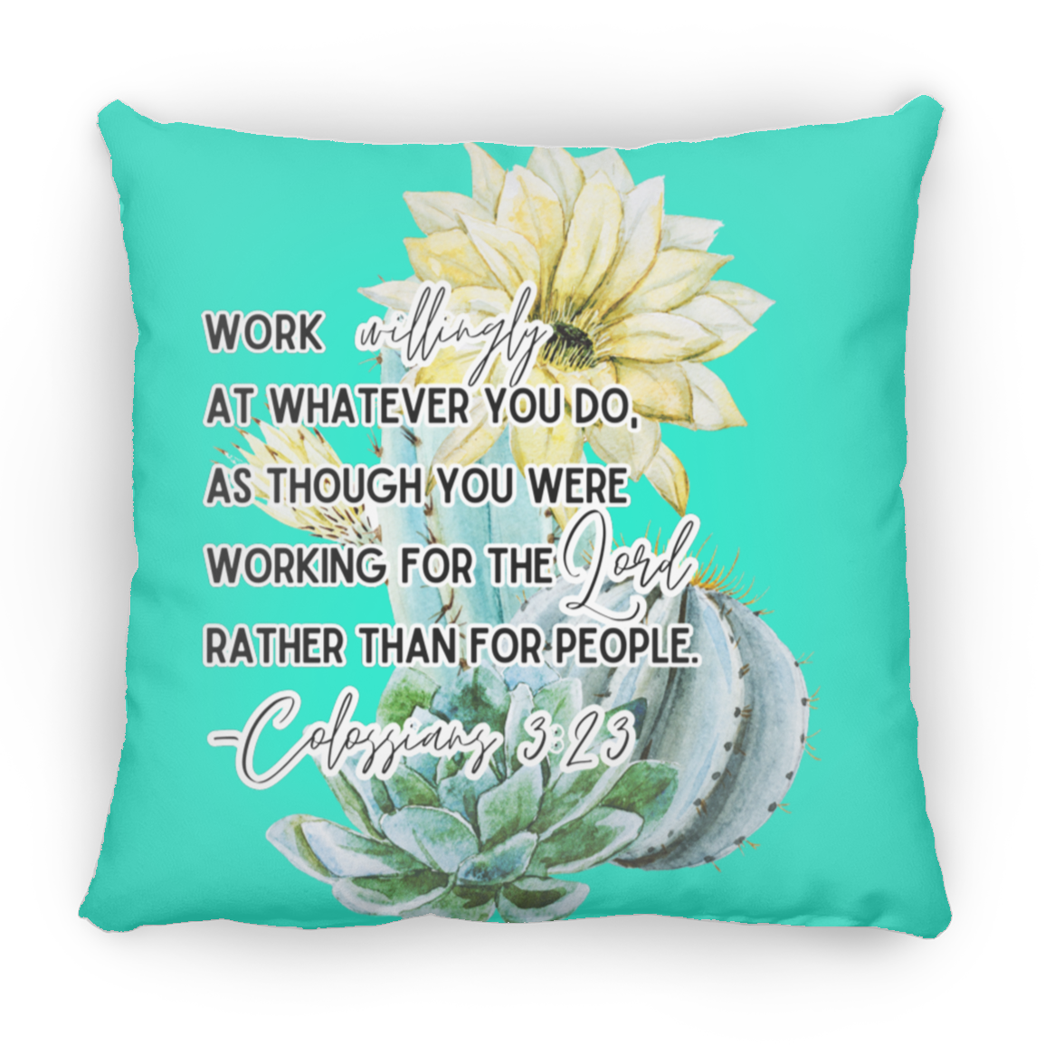 Colossians 3:23 yellow Large Square Pillow