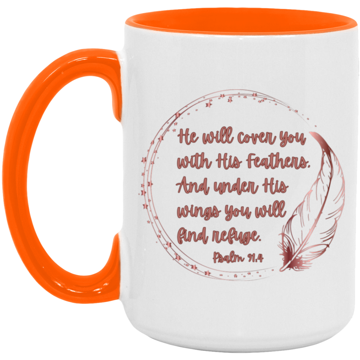 Psalm 91:4 mauve 15oz. Accent Mug