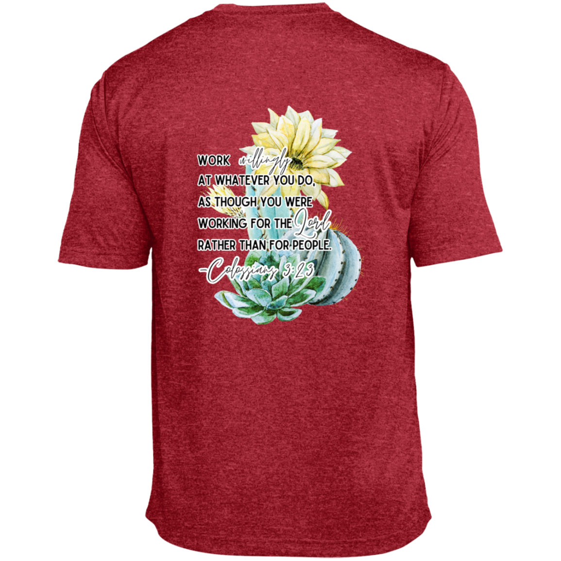Colossians 3:23 yellow Heather Performance Tee