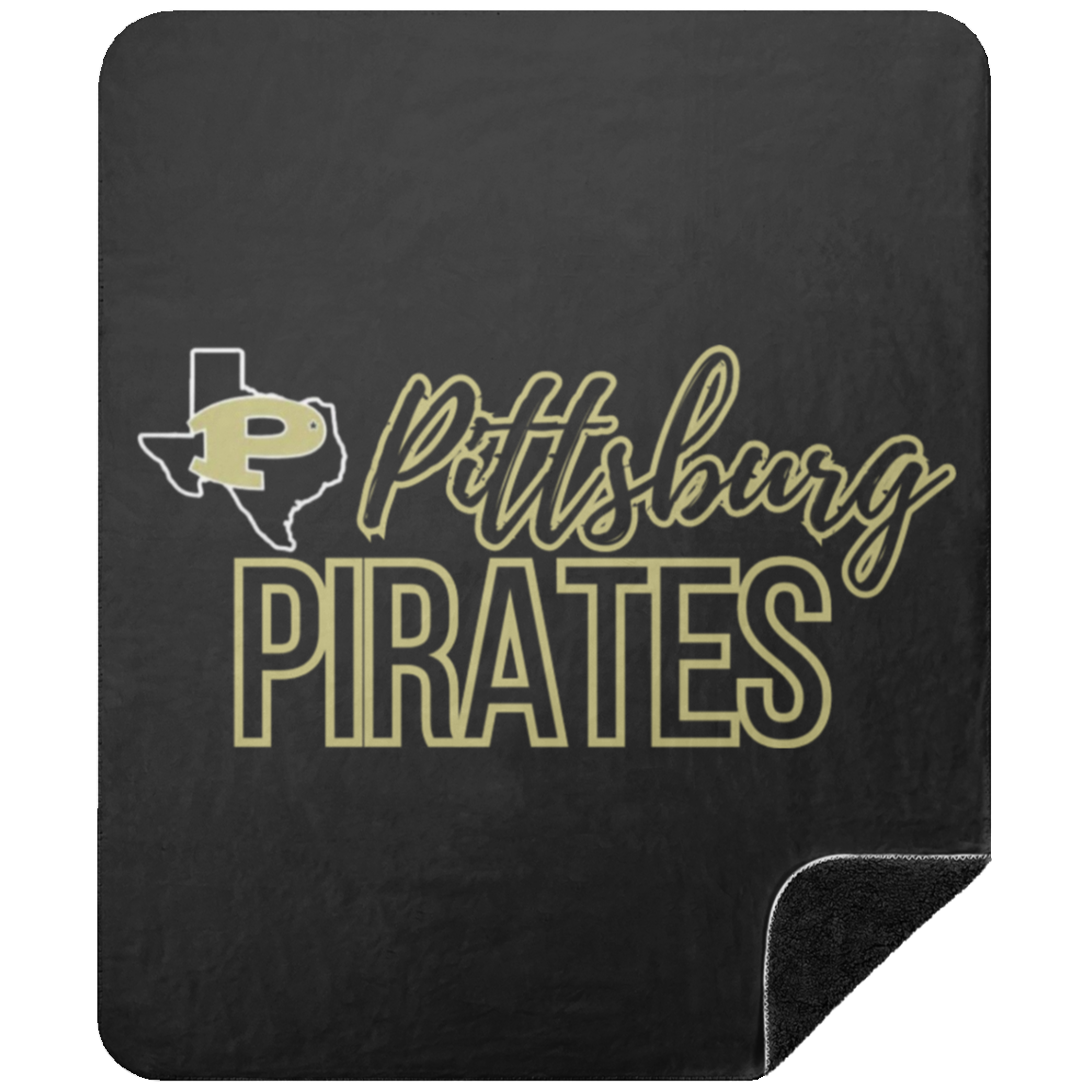 Pitt Pirates Premium Black Sherpa Blanket 50x60