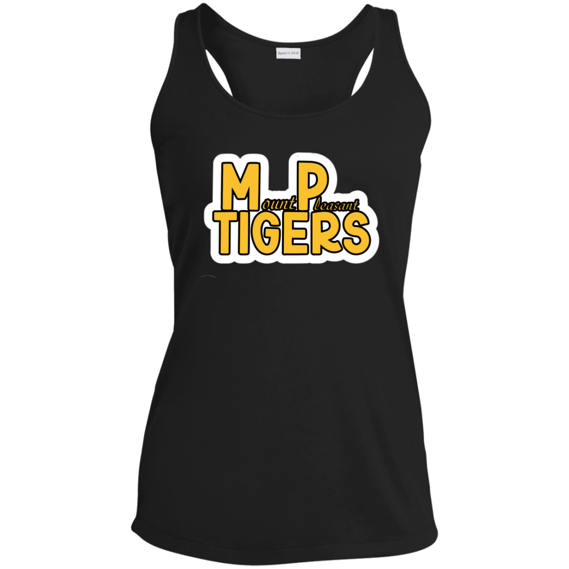MP Tigers Gold and White Ladies' Performance Racerback Tank
