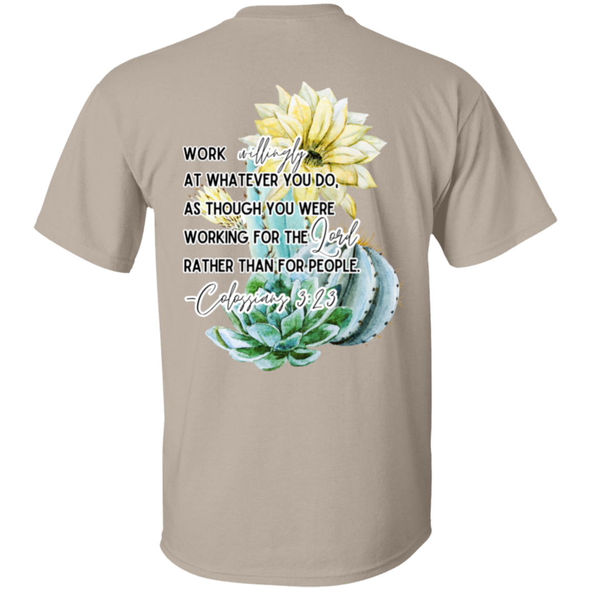 Colossians 3:23 yellow 5.3 oz. T-Shirt