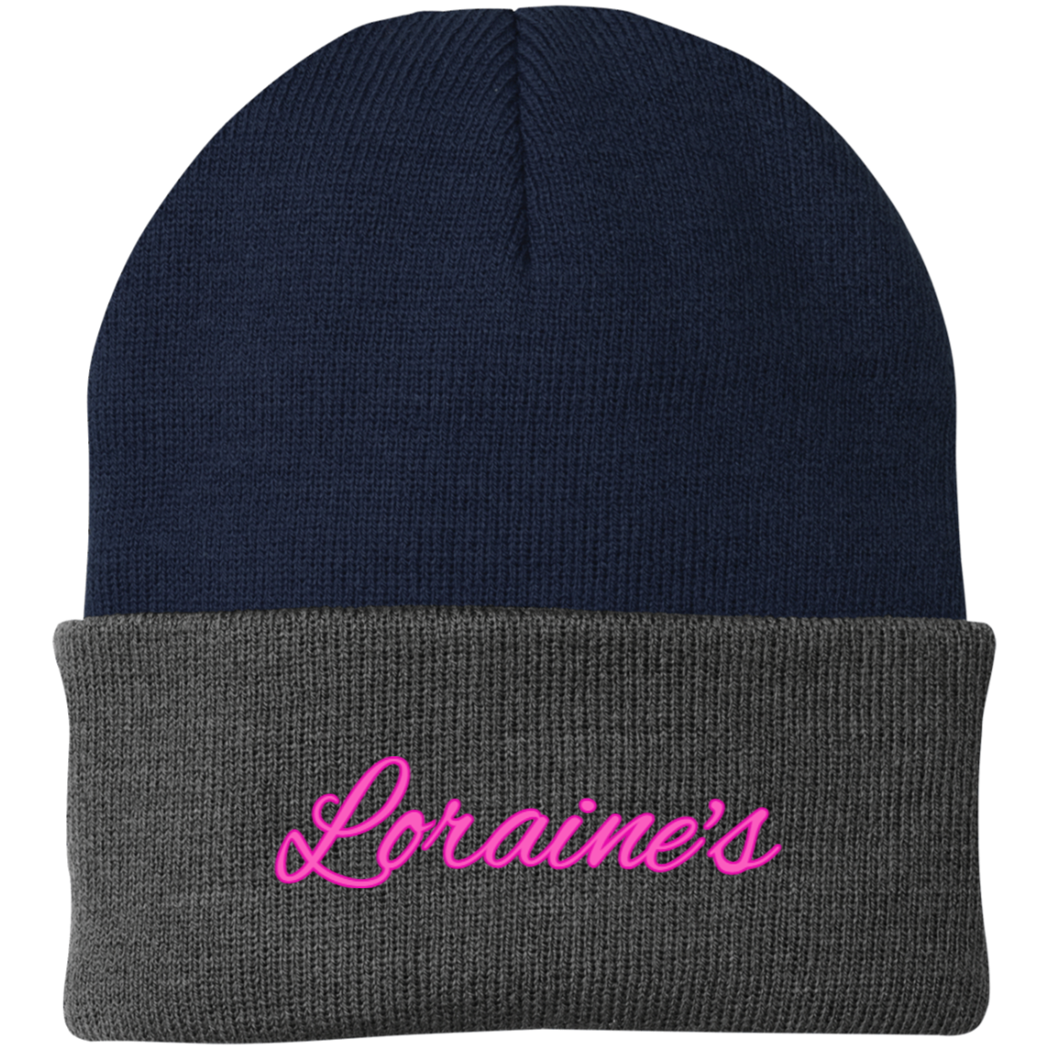 Loraine's Bright Pink Embroidered Knit Cap