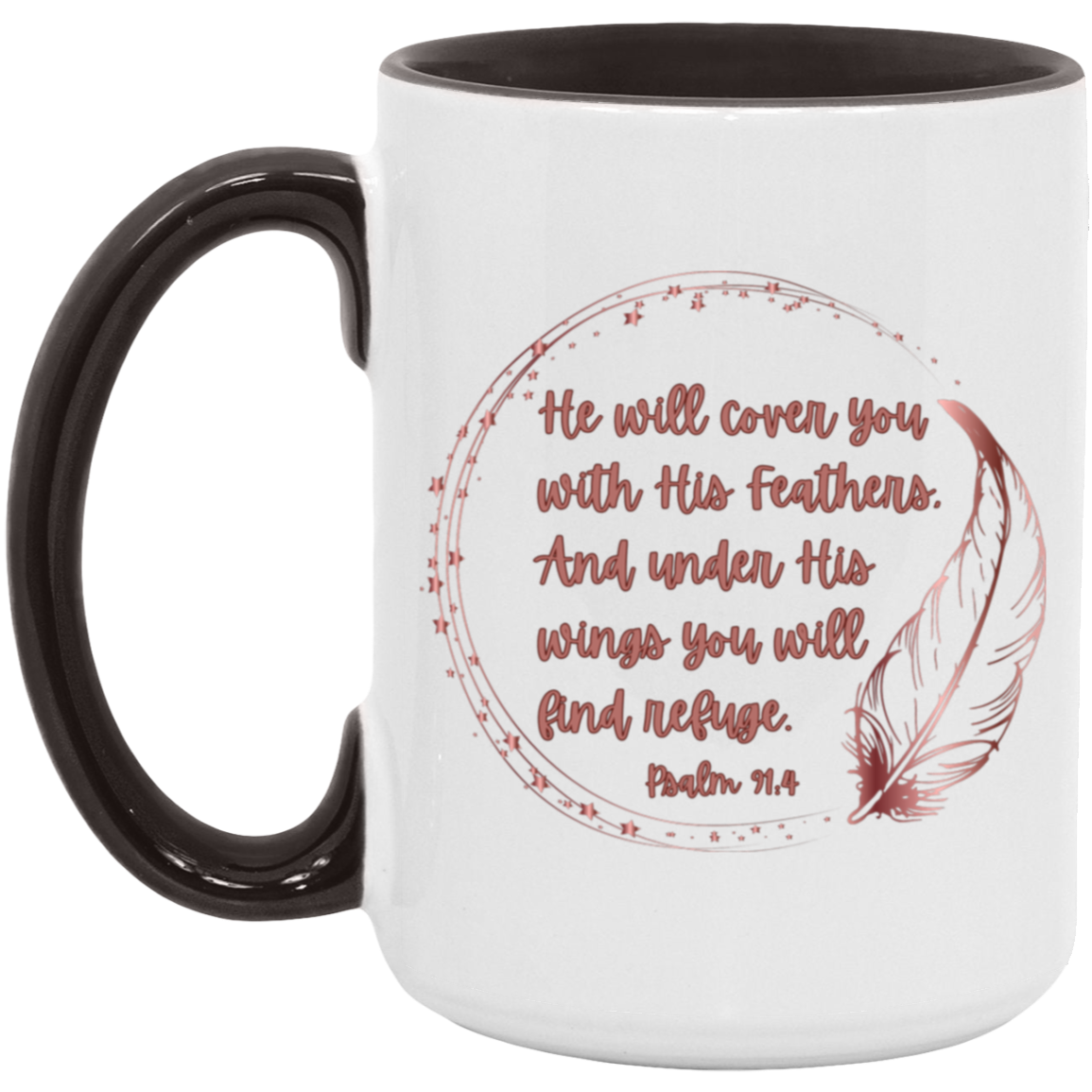 Psalm 91:4 mauve 15oz. Accent Mug