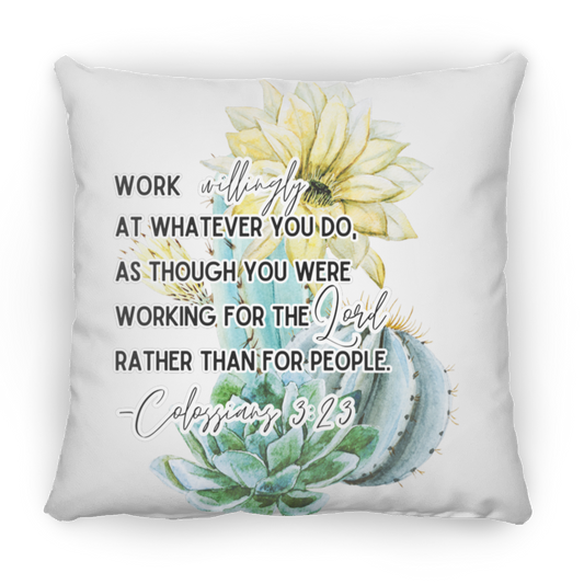 Colossians 3:23 yellow Large Square Pillow