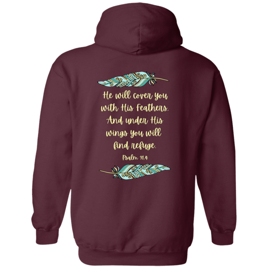 Psalm91:4 Pullover Hoodie 8 oz (Closeout)