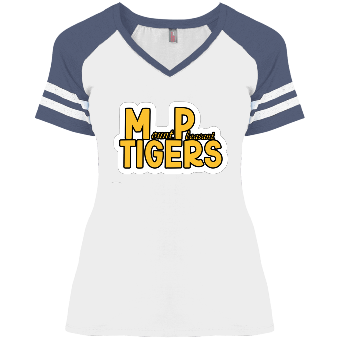 MP Tigers Gold & White Ladies' Game V-Neck T-Shirt