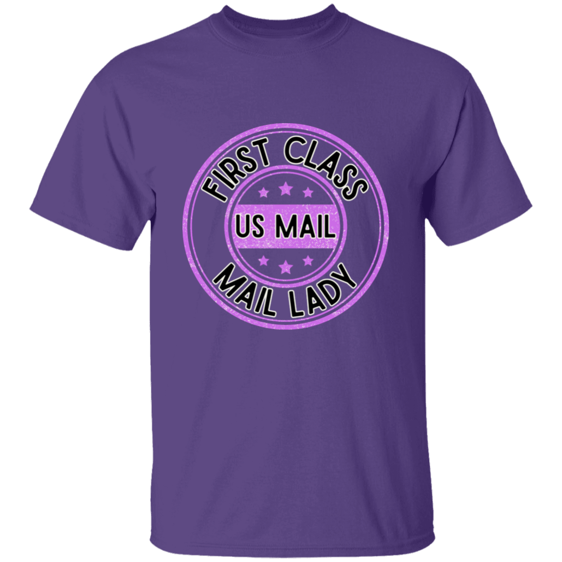 First Class Mail Lady Purple- S-6xl- 5.3 oz. T-Shirt