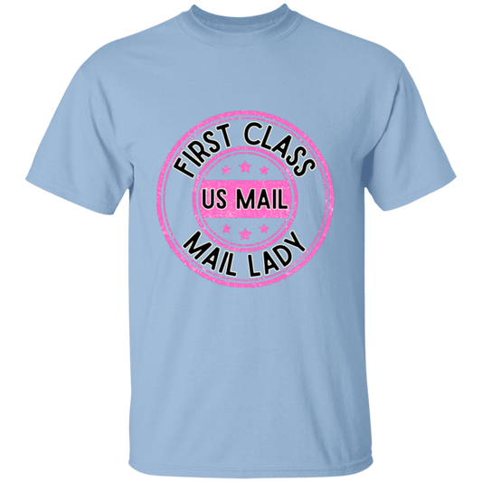 First Class Mail Lady Pink- S-6xl- 5.3 oz. T-Shirt