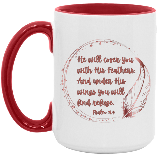 Psalm 91:4 mauve 15oz. Accent Mug