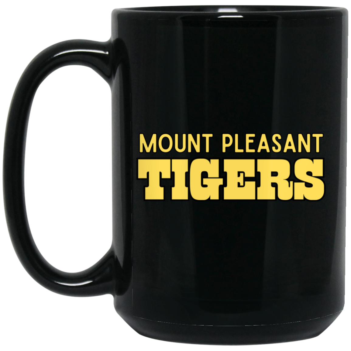 MP Tigers 3 Gold 15 oz. Black Mug