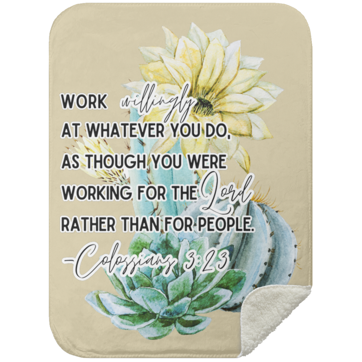 Colossians 3:23 yellow Mink Sherpa Blanket 30x40