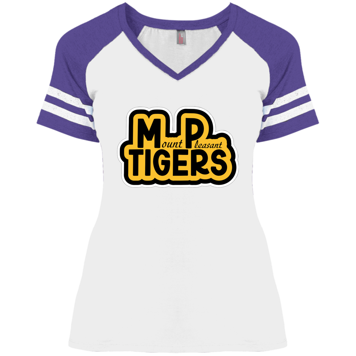 MP Tigers Black & Gold Ladies' Game V-Neck T-Shirt