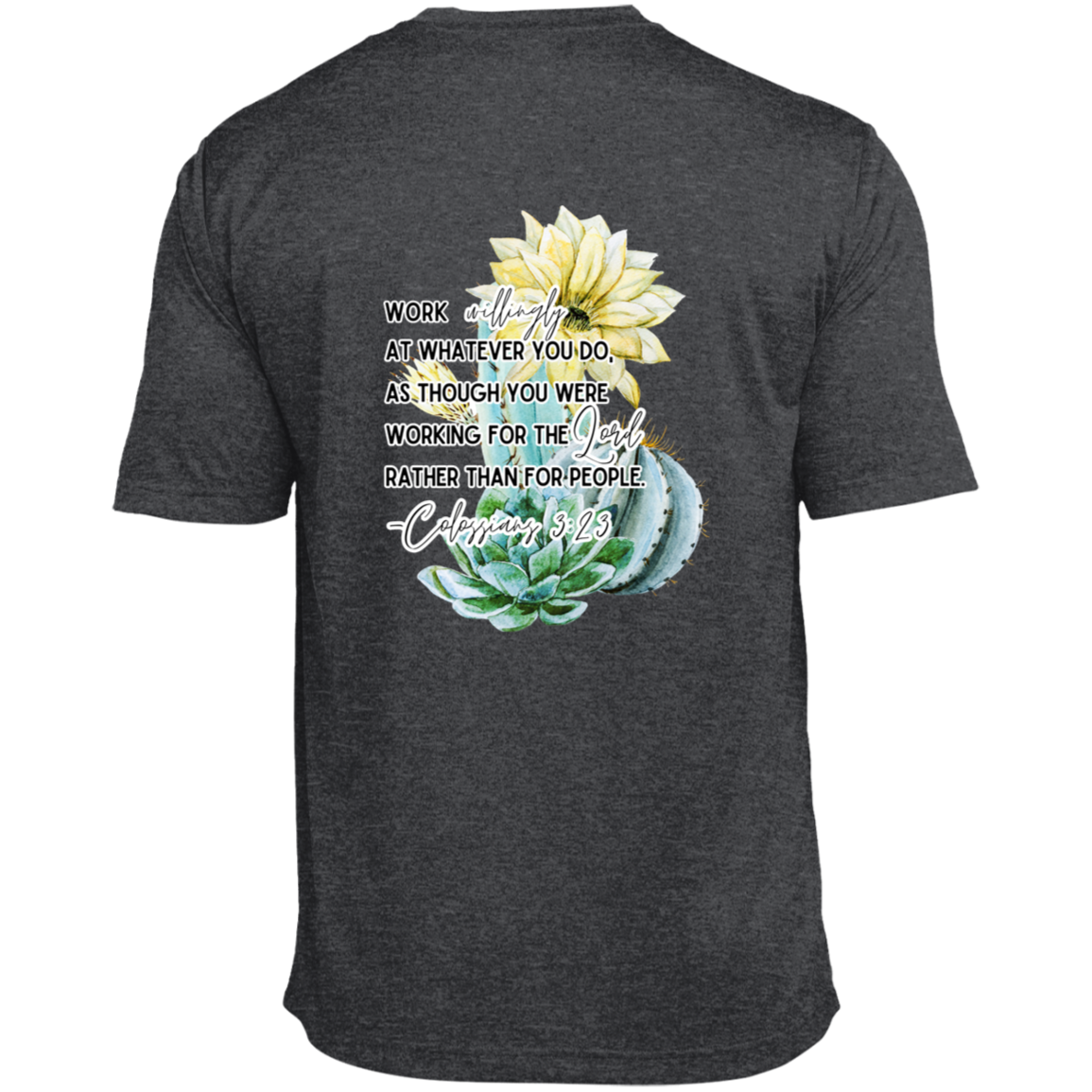 Colossians 3:23 yellow Heather Performance Tee