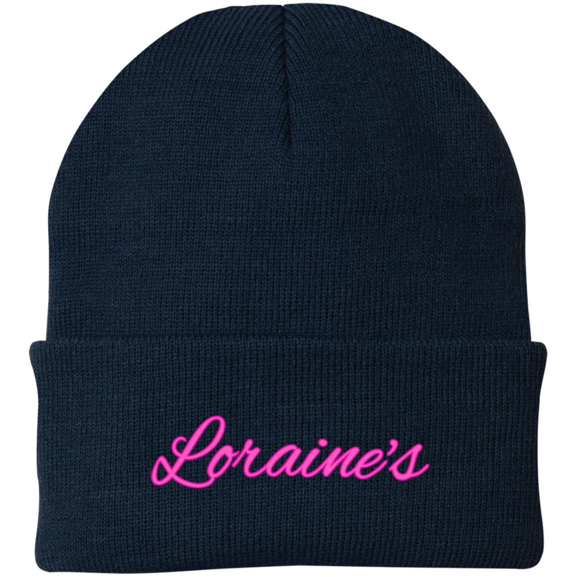 Loraine's Bright Pink Embroidered Knit Cap