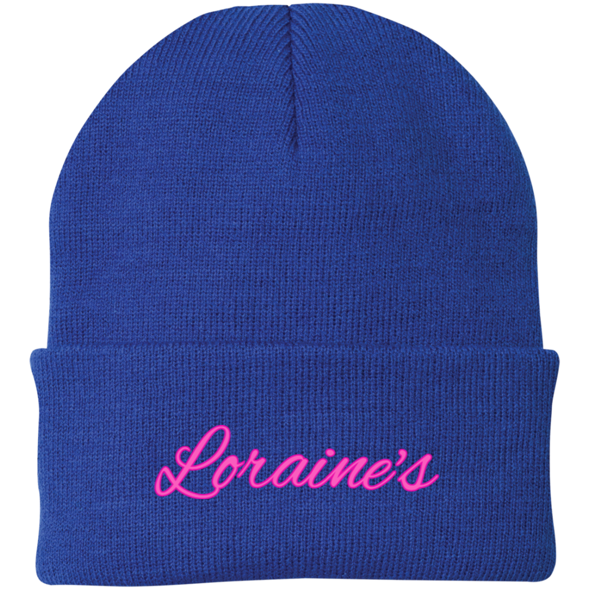 Loraine's Bright Pink Embroidered Knit Cap