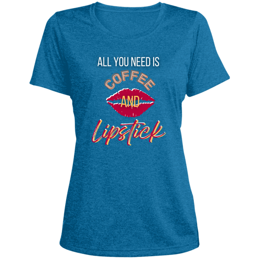 Coffee & Lipstick- Ladies' Heather Scoop Neck Performance Tee