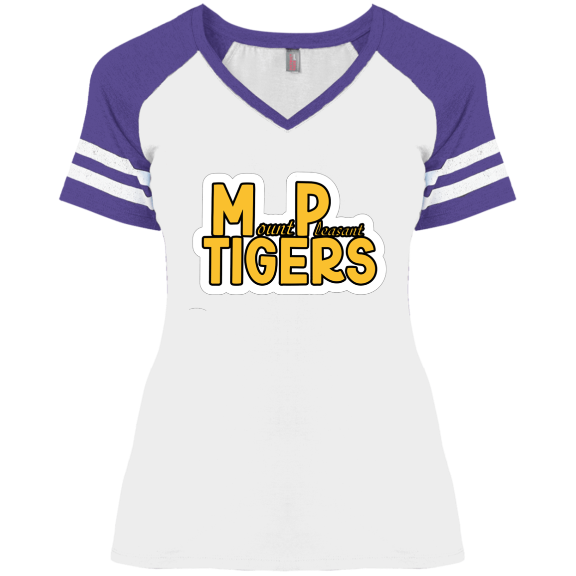 MP Tigers Gold & White Ladies' Game V-Neck T-Shirt