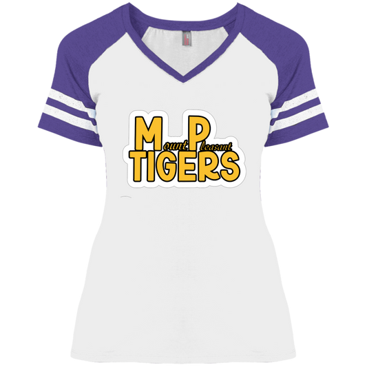 MP Tigers Gold & White Ladies' Game V-Neck T-Shirt