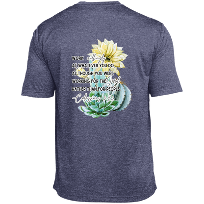 Colossians 3:23 yellow Heather Performance Tee
