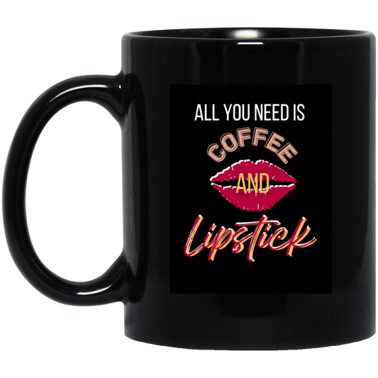 Coffee & Lipstick 11 oz. Black Mug
