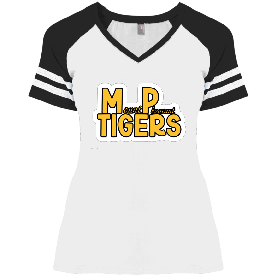 MP Tigers Gold & White Ladies' Game V-Neck T-Shirt