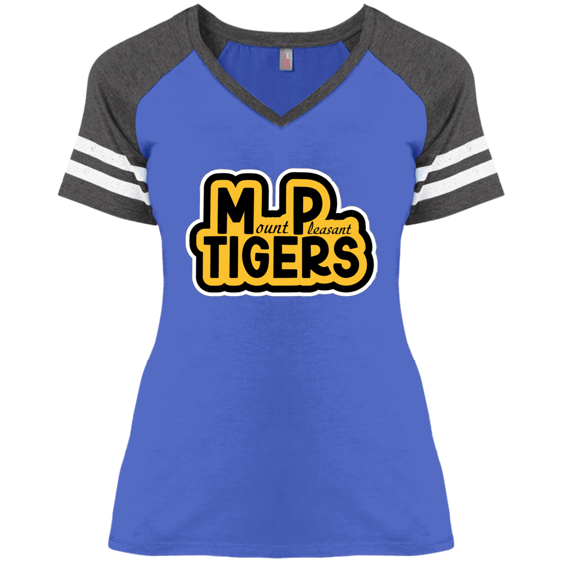 MP Tigers Black & Gold Ladies' Game V-Neck T-Shirt