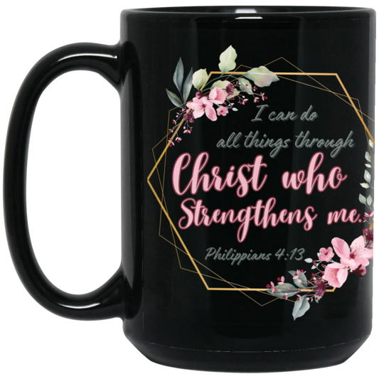 Phil4:13  15 oz. Black Mug