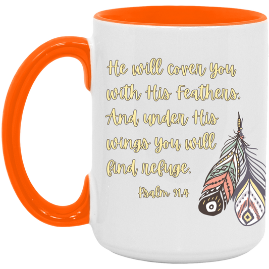 Psalm 91:4  15oz. Accent Mug
