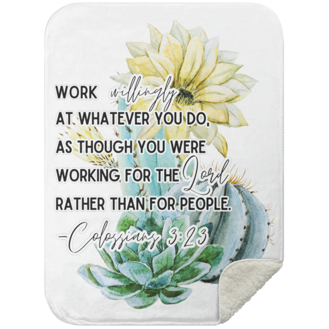 Colossians 3:23 yellow Mink Sherpa Blanket 30x40