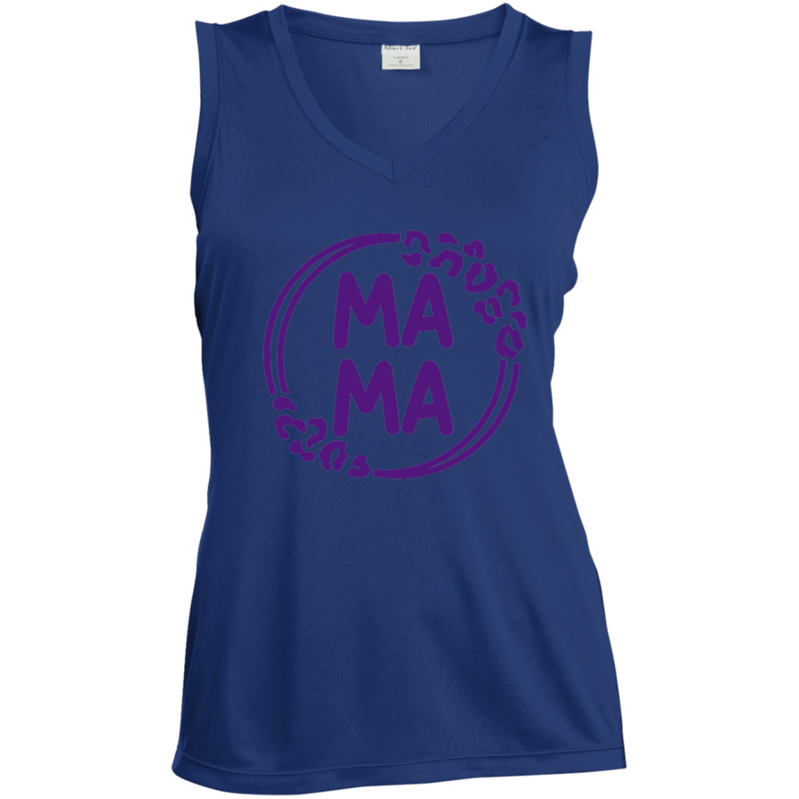 MAMA Leopard- Ladies' Sleeveless V-Neck Performance Tee