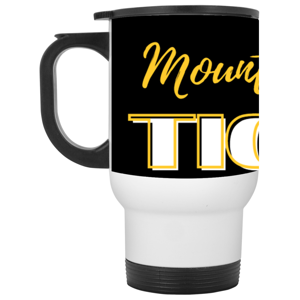 Gold MP Tigers White Travel Mug