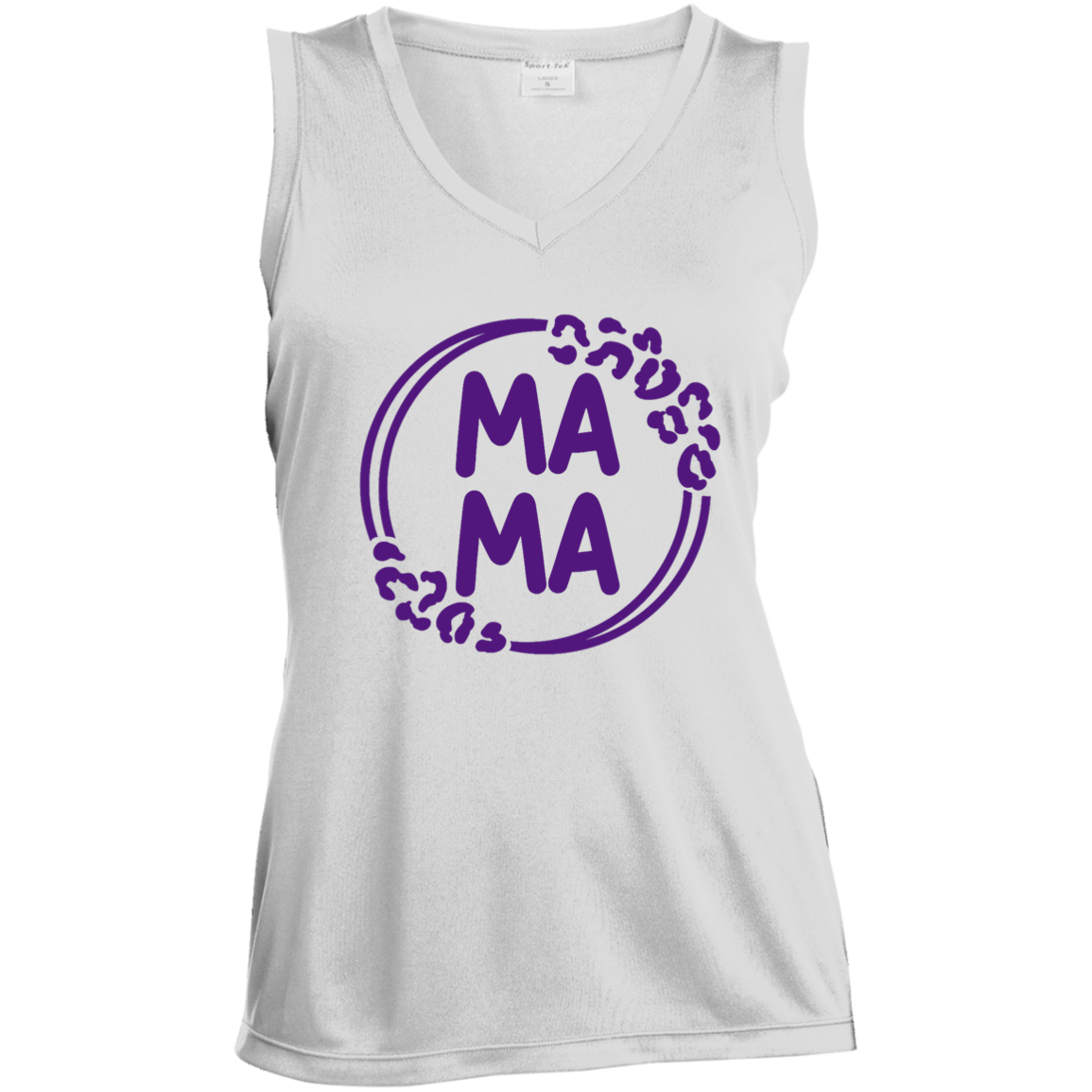 MAMA Leopard- Ladies' Sleeveless V-Neck Performance Tee