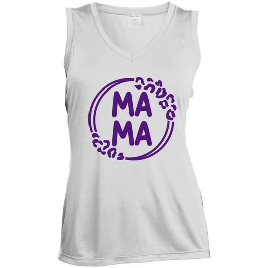 MAMA Leopard- Ladies' Sleeveless V-Neck Performance Tee