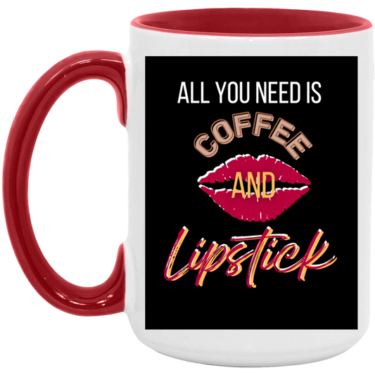 Coffee and Lipstick Black Background 15oz. Accent Mug