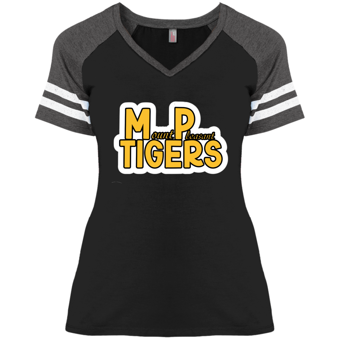MP Tigers Gold & White Ladies' Game V-Neck T-Shirt