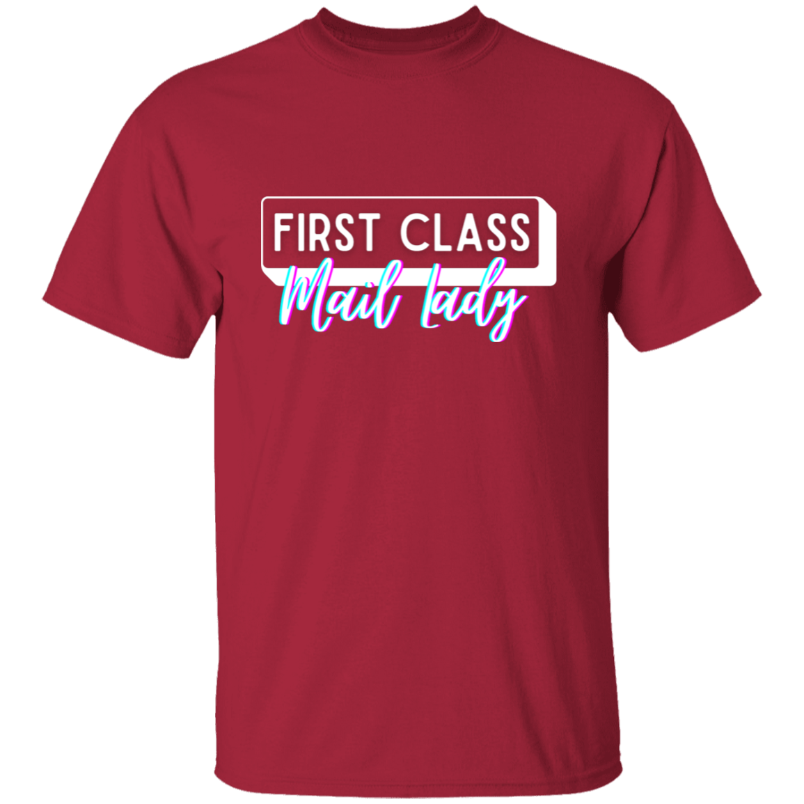 First Class Mail Lady Glitch 2- 5.3 oz. T-Shirt