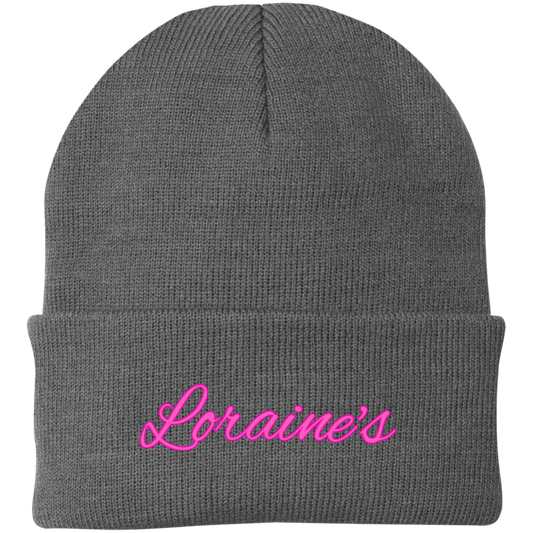 Loraine's Bright Pink Embroidered Knit Cap