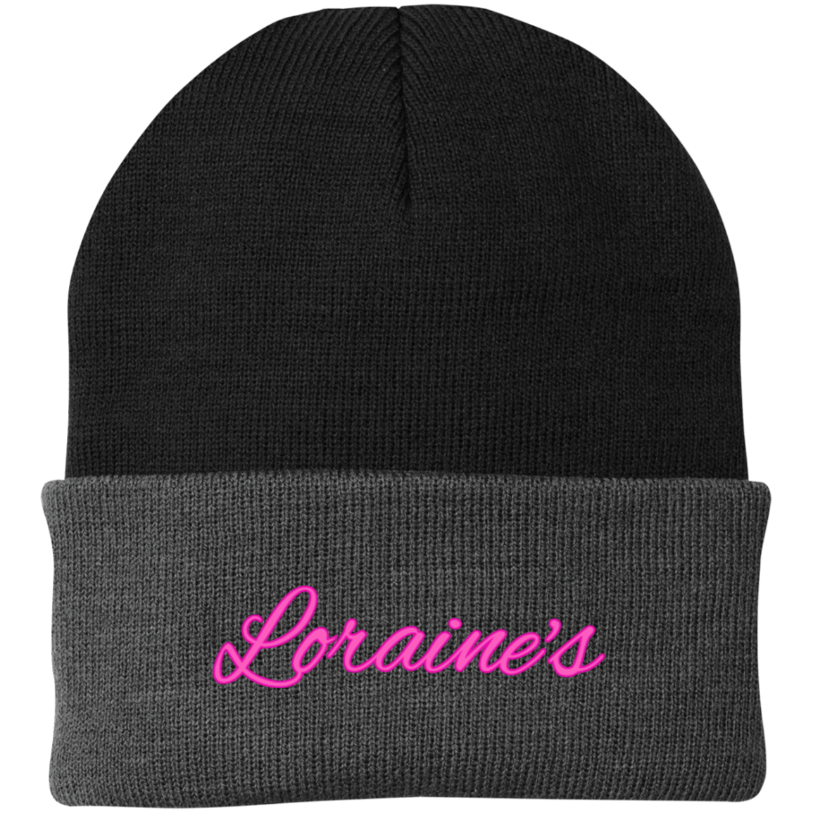 Loraine's Bright Pink Embroidered Knit Cap