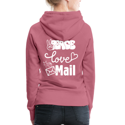 Women’s Premium Hoodie Peace Love Mail - mauve