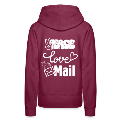 Women’s Premium Hoodie Peace Love Mail - burgundy