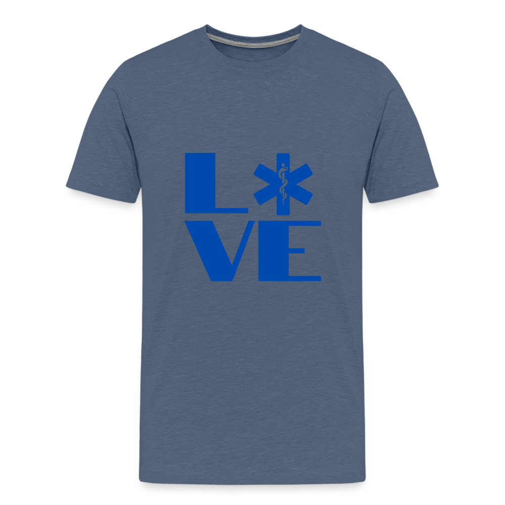 Block Letter Love EMS T-Shirt - heather blue