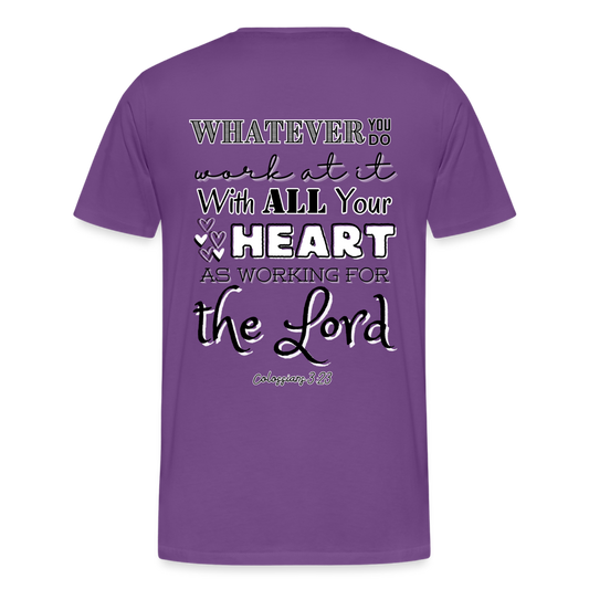 Colossians 3:23 T-Shirt - purple