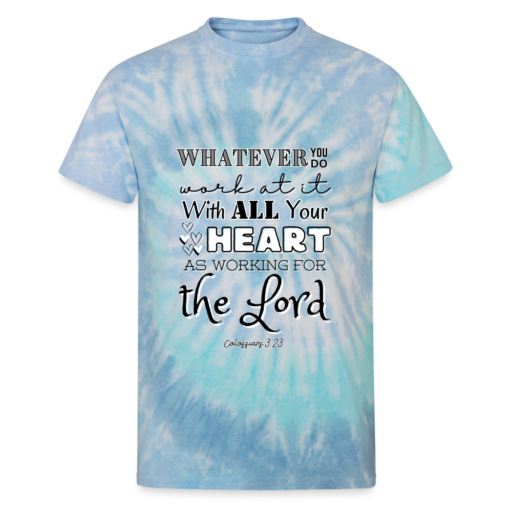 Col 3:23 Tie Dye T-Shirt - blue lagoon