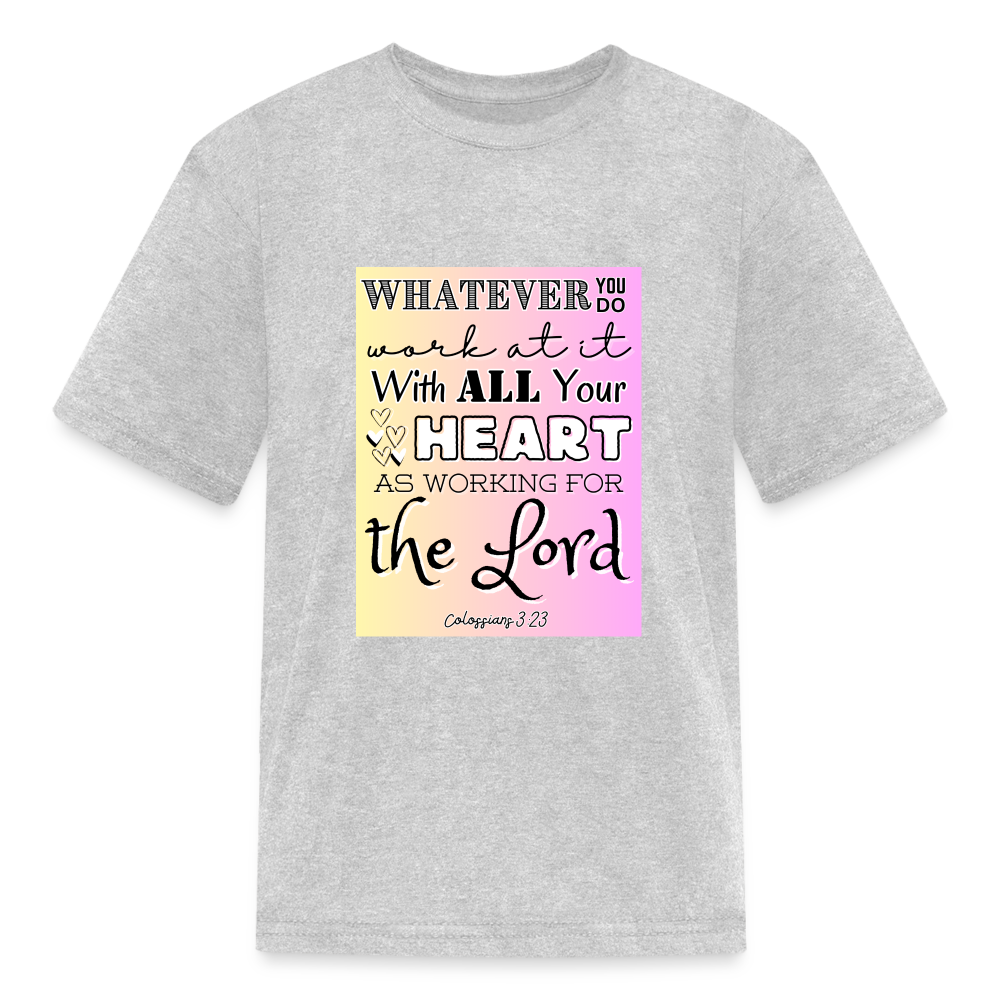 Col 3:23 Gradient Background Kids' T-Shirt - heather gray