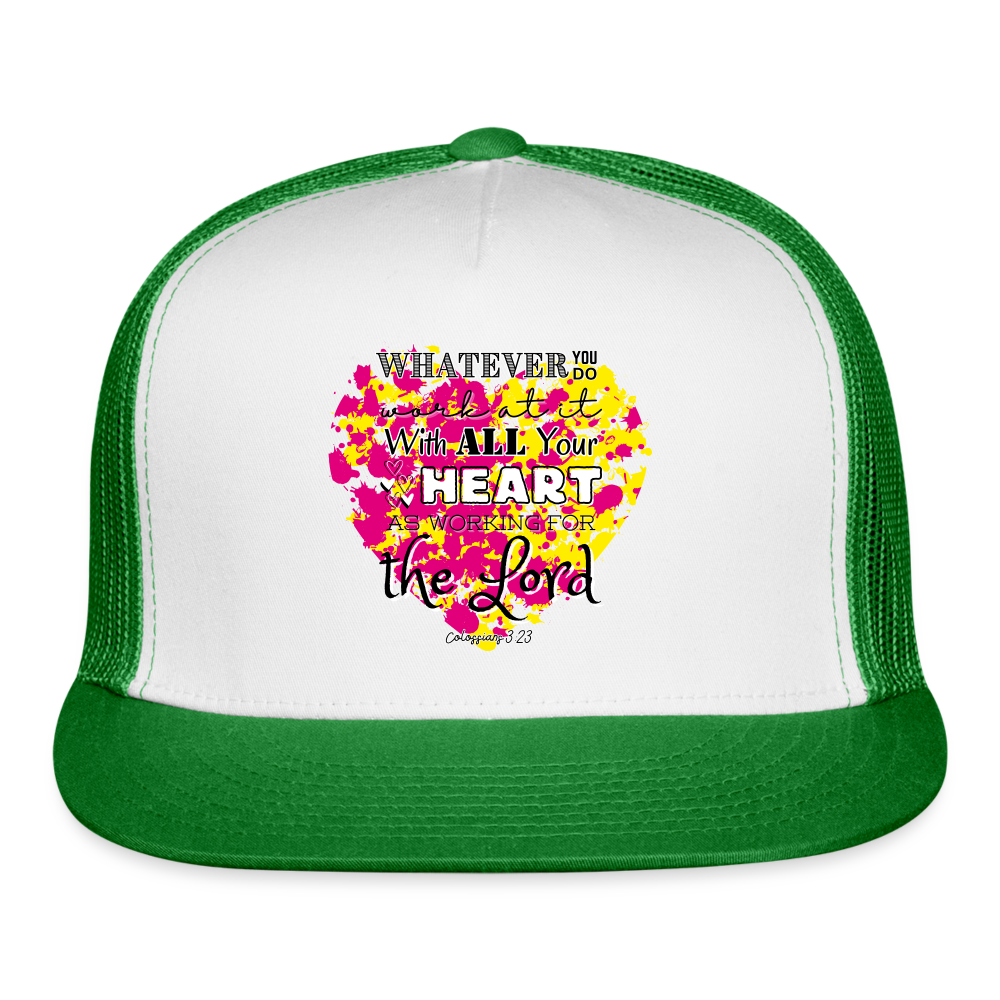 Col 3:23 Trucker Cap - white/kelly green