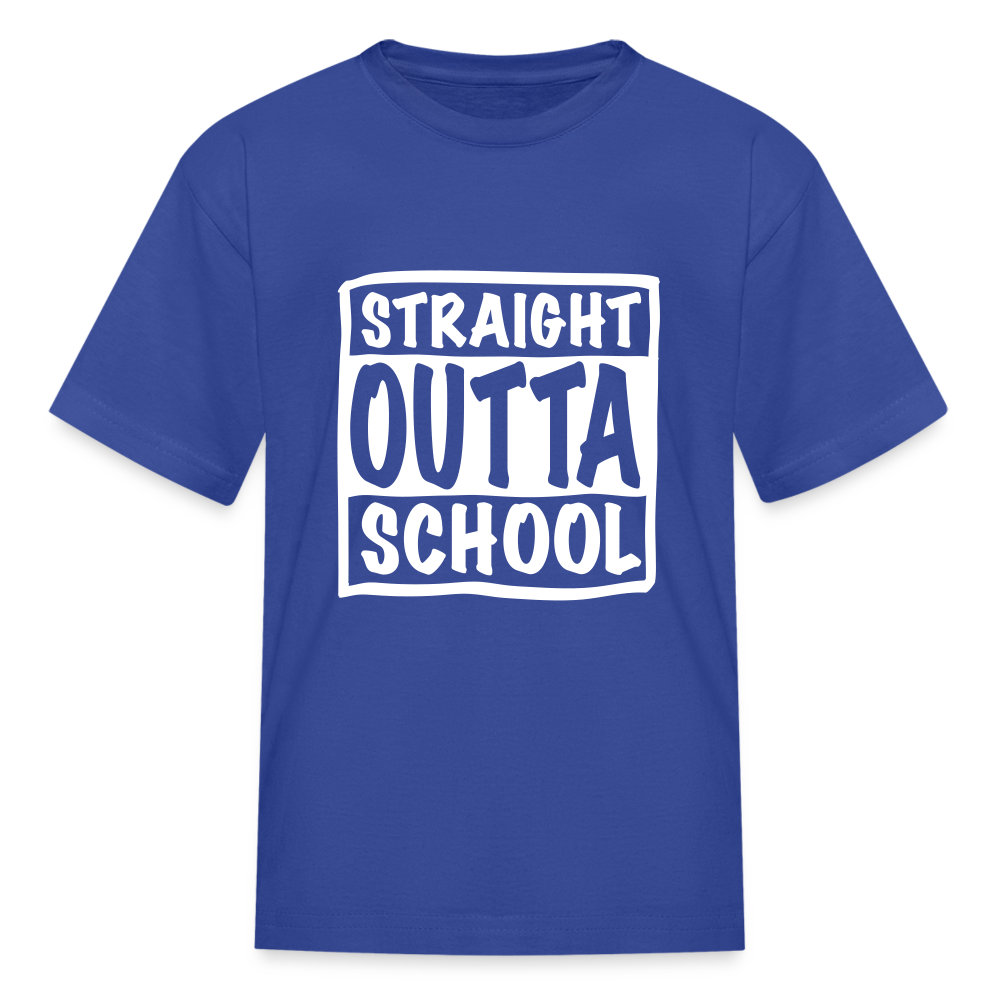 Straight outta school white outline Kids' T-Shirt - royal blue