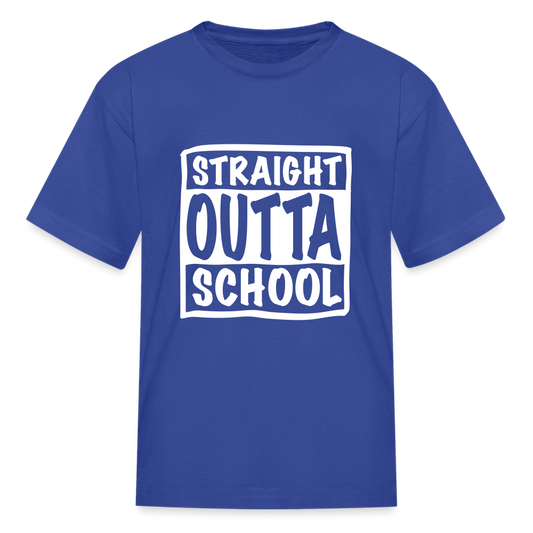 Straight outta school white outline Kids' T-Shirt - royal blue